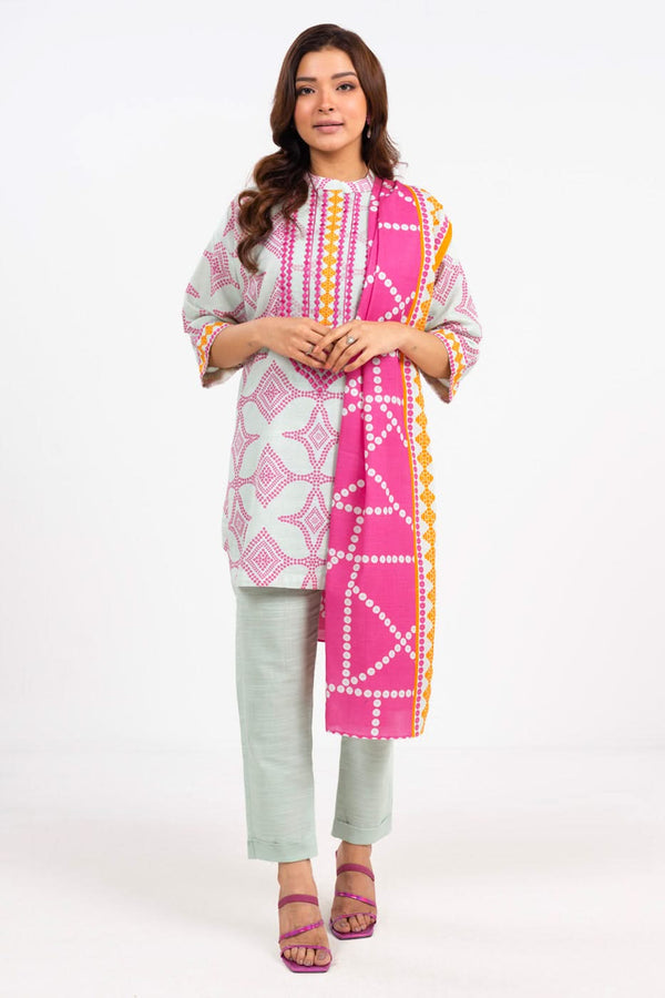 3 Piece Embroidered Karandi Suit With Karandi Dupatta