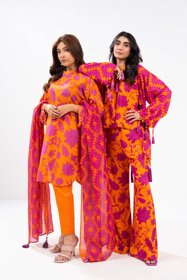 3 Piece Cambric Suit with Lawn Dupatta