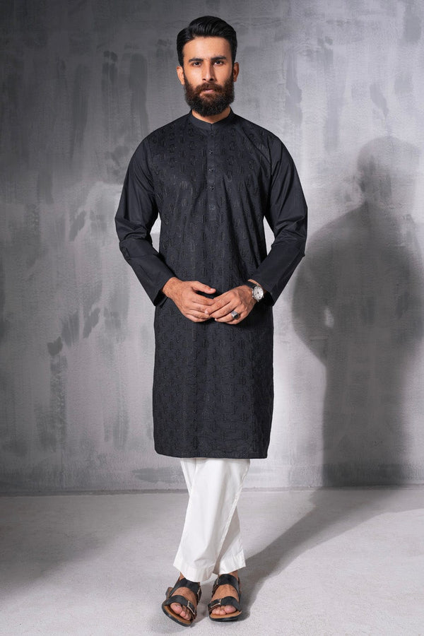 Dyed Embroidered Cambric Kurta