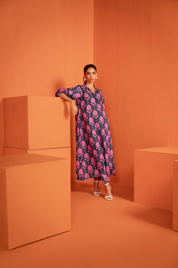 Stitched - Printed Khaddar Dress