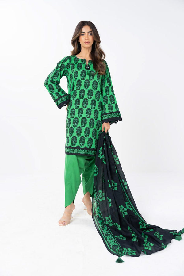 2 Piece Printed Lawn Shirt With Silver Lawn Dupatta