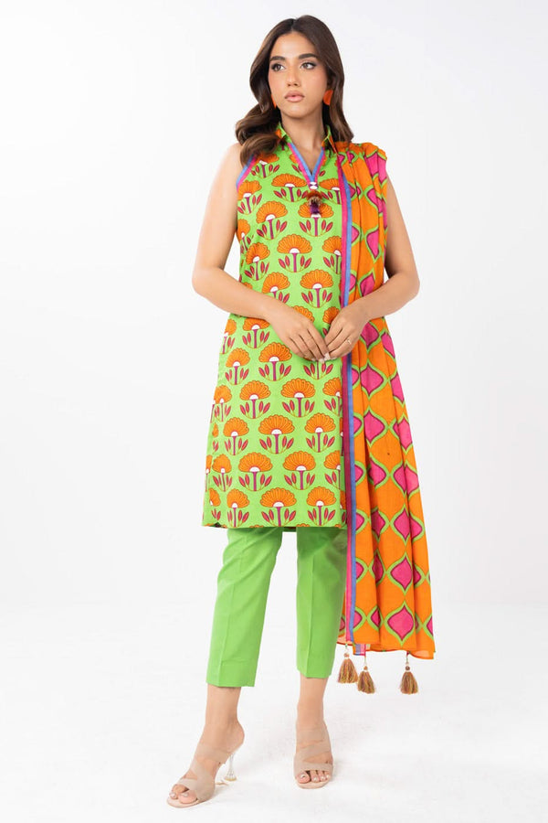 2 Piece Printed Lawn Shirt With Silver Lawn Dupatta