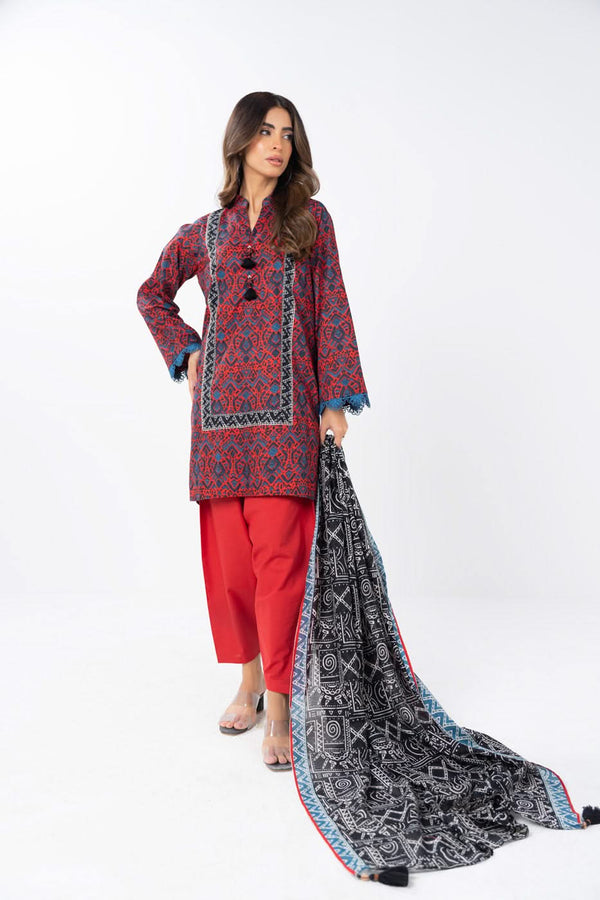 2 Piece Printed Lawn Shirt With Silver Lawn Dupatta