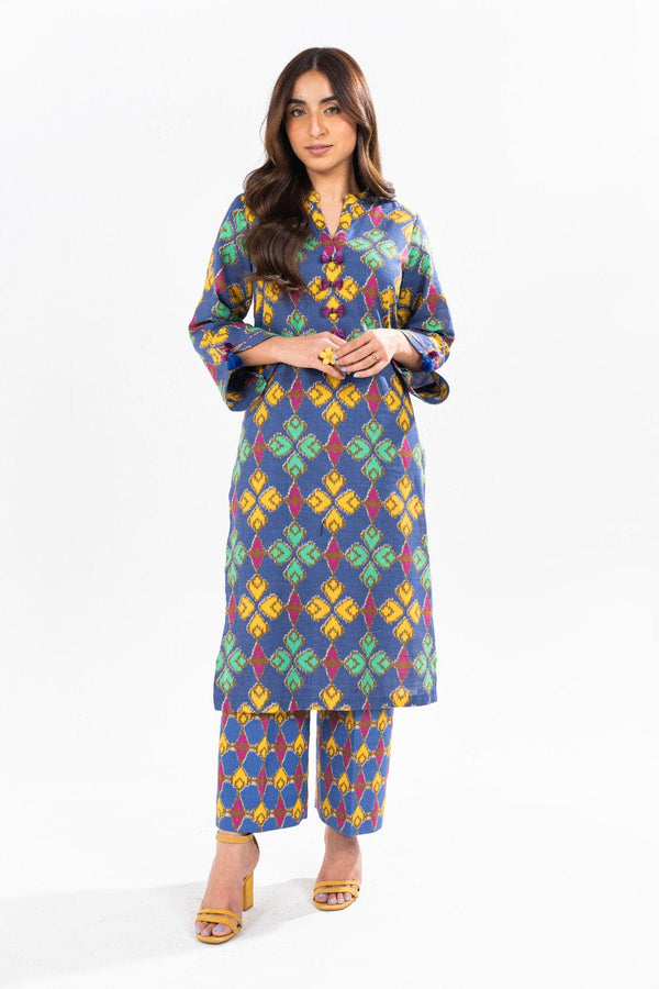 2 Pc Printed Khaddar Shirt With Khaddar Trouser