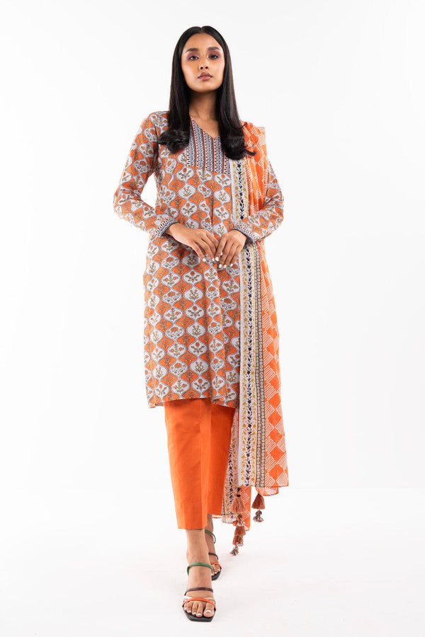 2 Pc Printed Lawn Shirt With Lawn Dupatta