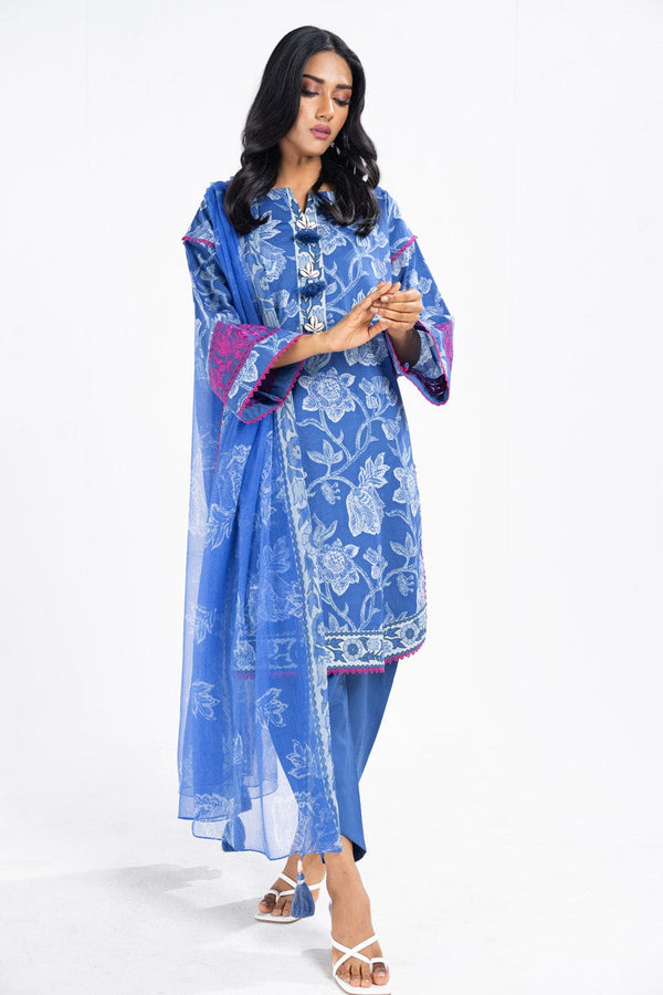 3 Pc Embroidered Lawn Suit With Poly Chiffon Dupatta