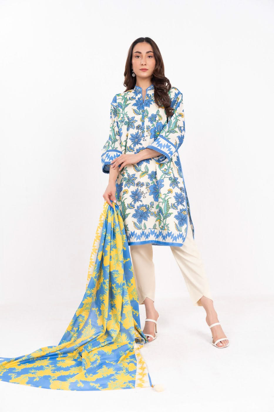 3 Piece  Printed Lawn Suit With Printed Lawn Dupatta