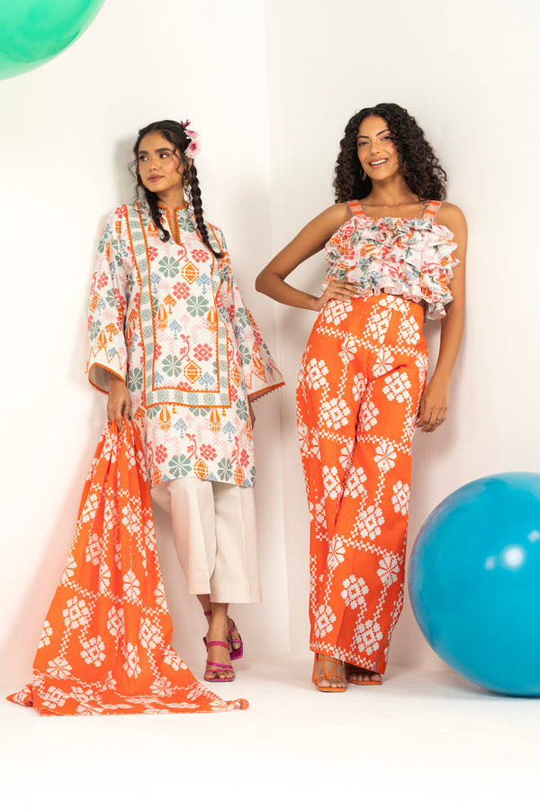 3 Pc Printed Lawn Suit With Printed Lawn Dupatta