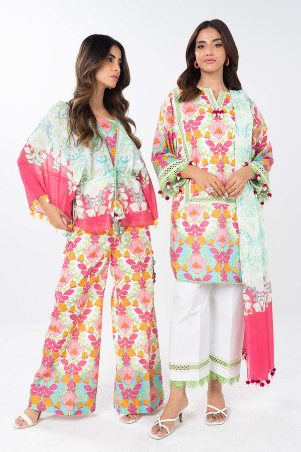 3 Piece  Printed Lawn Suit With Printed Lawn Dupatta