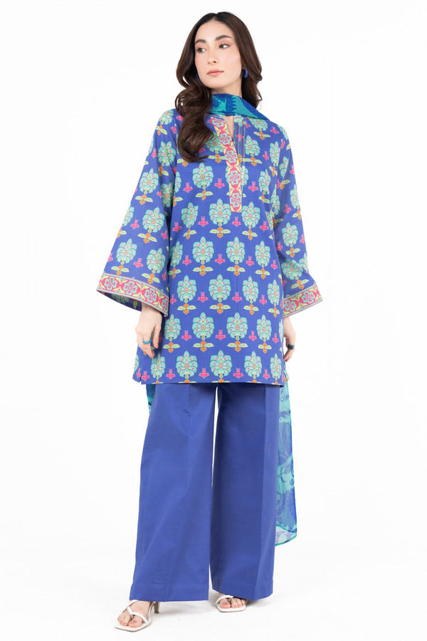 3 Piece  Printed Lawn Suit With Printed Chiffon Dupatta