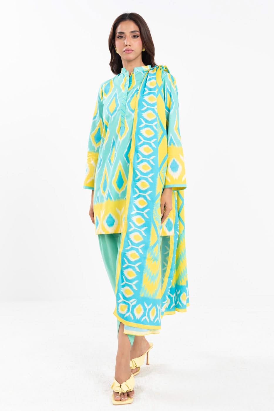 3 Piece  Printed Lawn Suit With Printed Lawn Dupatta