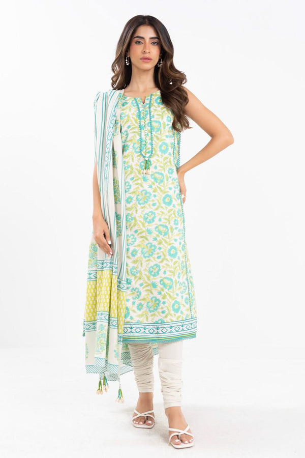 3 Piece  Printed Lawn Suit With Printed Lawn Dupatta