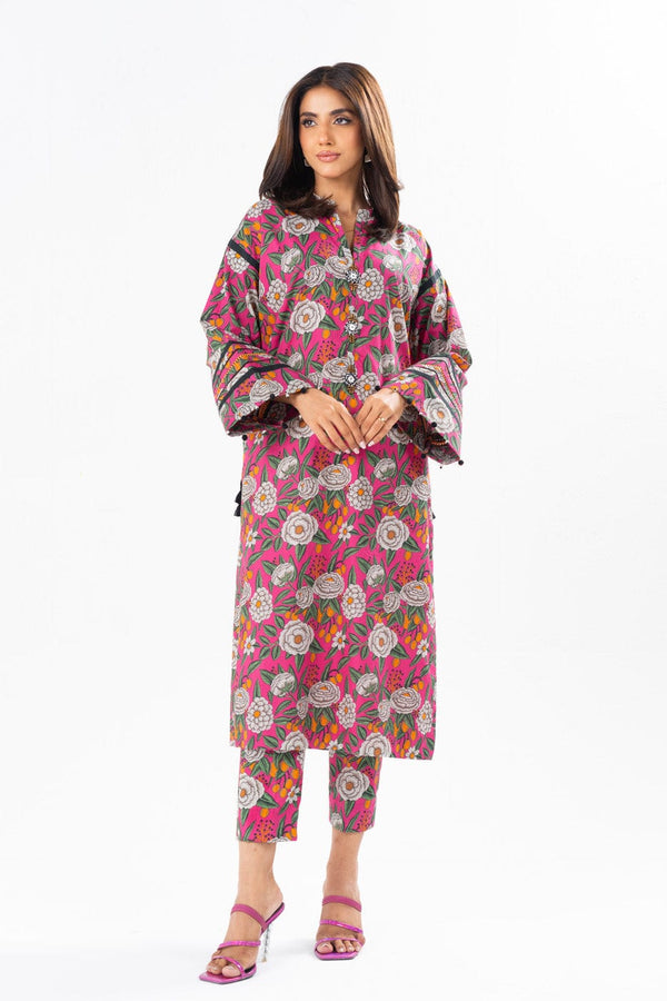 2 Pc Printed Lawn Suit With Printed Cambric Trouser