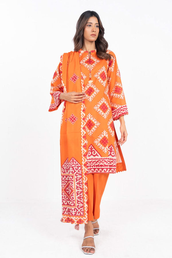 3 Piece  Printed Lawn Suit With Printed Lawn Dupatta