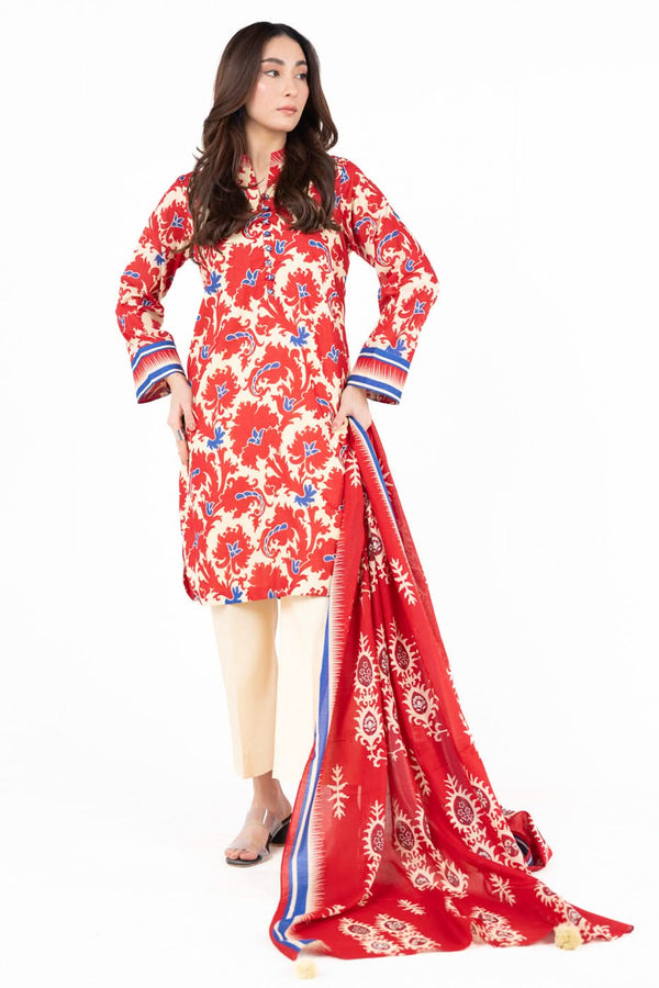 3 Piece  Printed Lawn Suit With Printed Lawn Dupatta