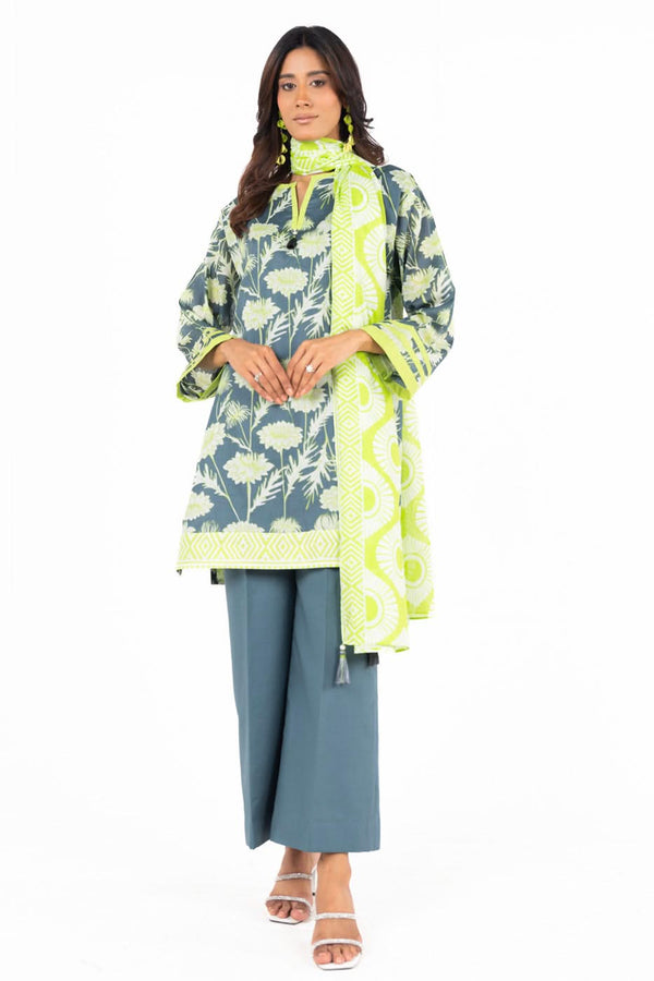 3 Piece  Printed Lawn Suit With Printed Lawn Dupatta