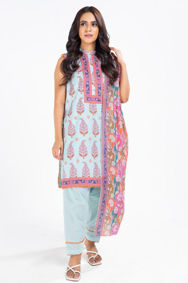 3 Pc Printed Lawn Suit With Lawn Dupatta