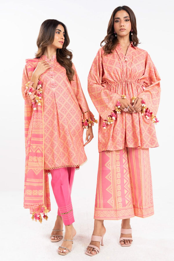 3 Piece  Printed Lawn Suit With Printed Silver Lawn Dupatta