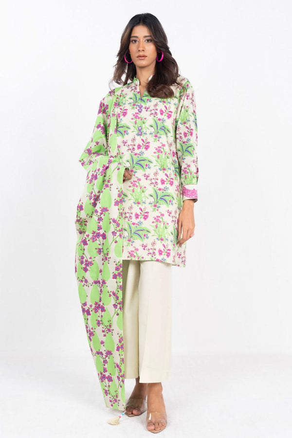 3 Piece  Printed Lawn Suit With Printed Lawn Dupatta