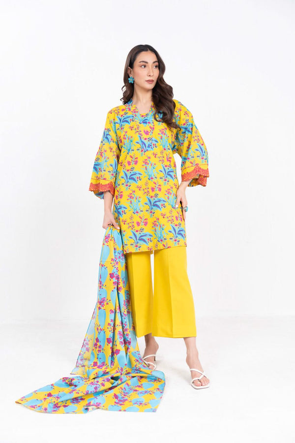 3 Piece  Printed Lawn Suit With Printed Lawn Dupatta