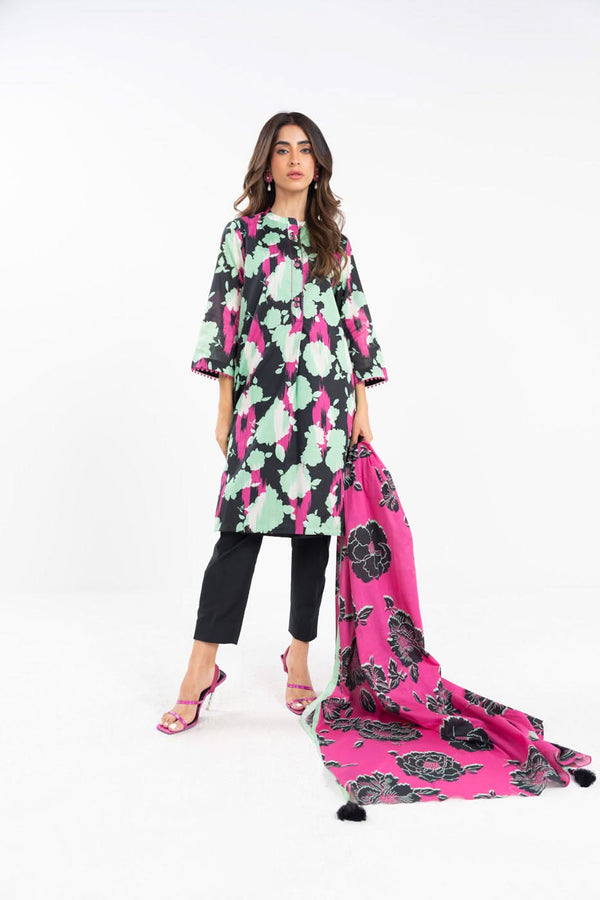 3 Piece  Printed Lawn Suit With Printed Lawn Dupatta