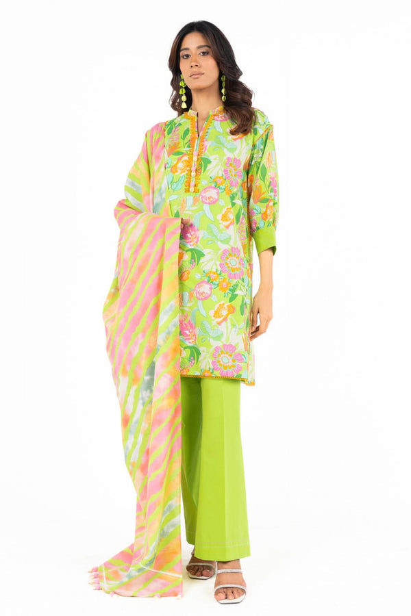 3 Piece  Printed Lawn Suit With Printed Lawn Dupatta