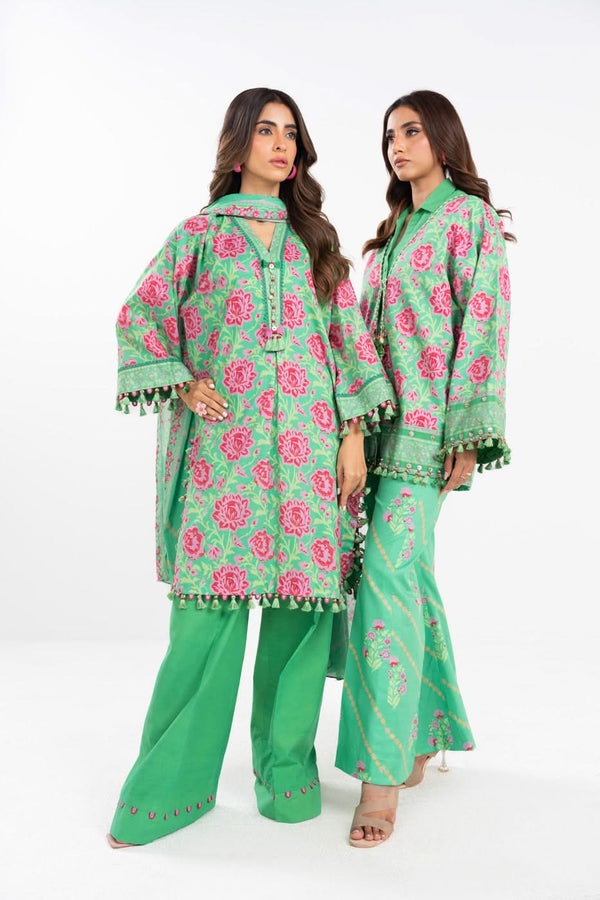 3 Piece Printed Lawn  Suit With Printed Lawn Dupatta