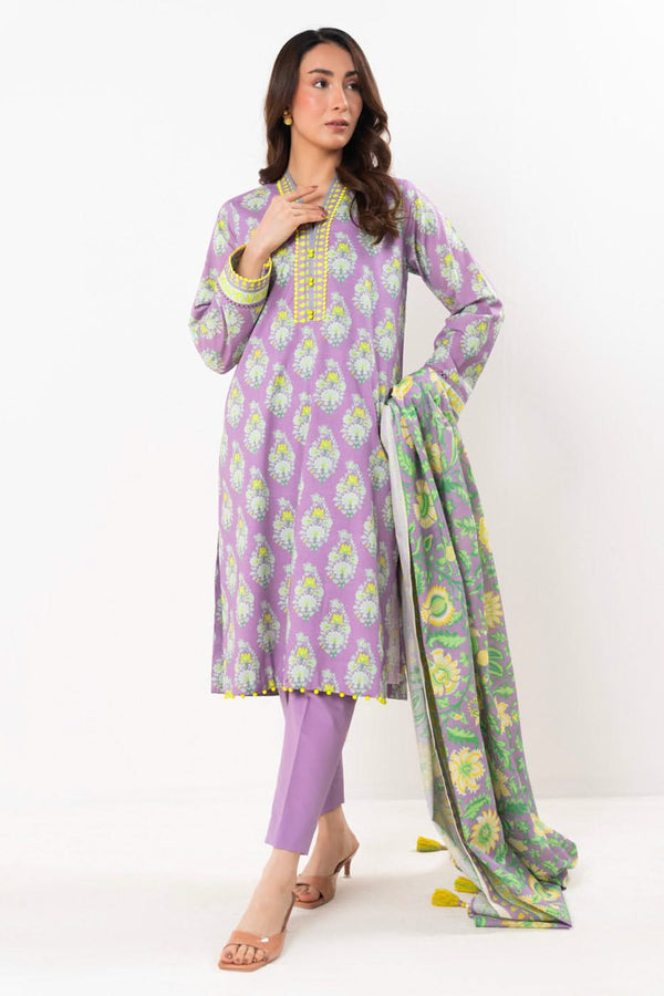 3 Pc Printed Lawn Suit With Printed Lawn Dupatta