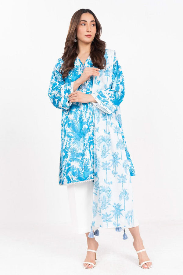 3 Piece Printed Lawn Suit With Printed Lawn Dupatta