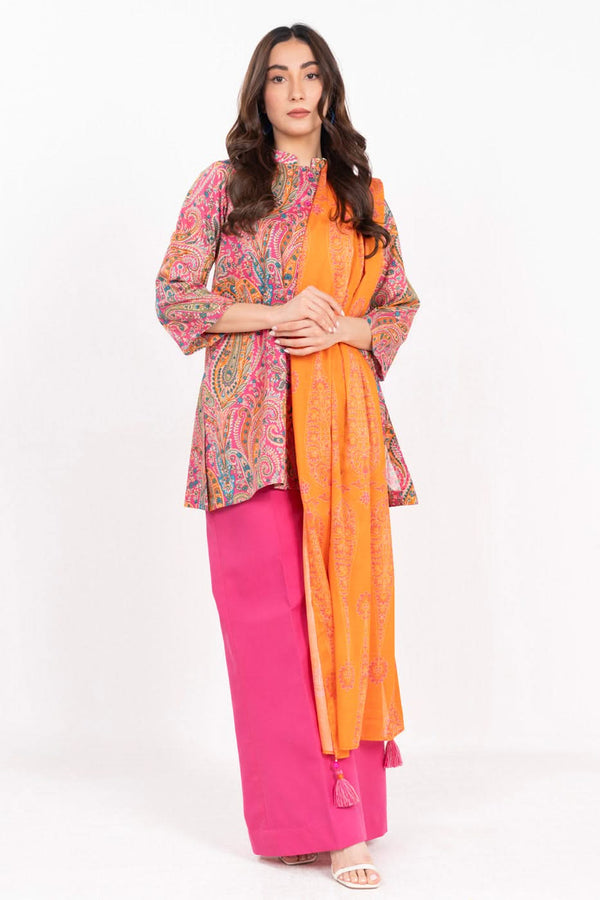 3 Piece Printed Lawn Suit With Printed Lawn Dupatta