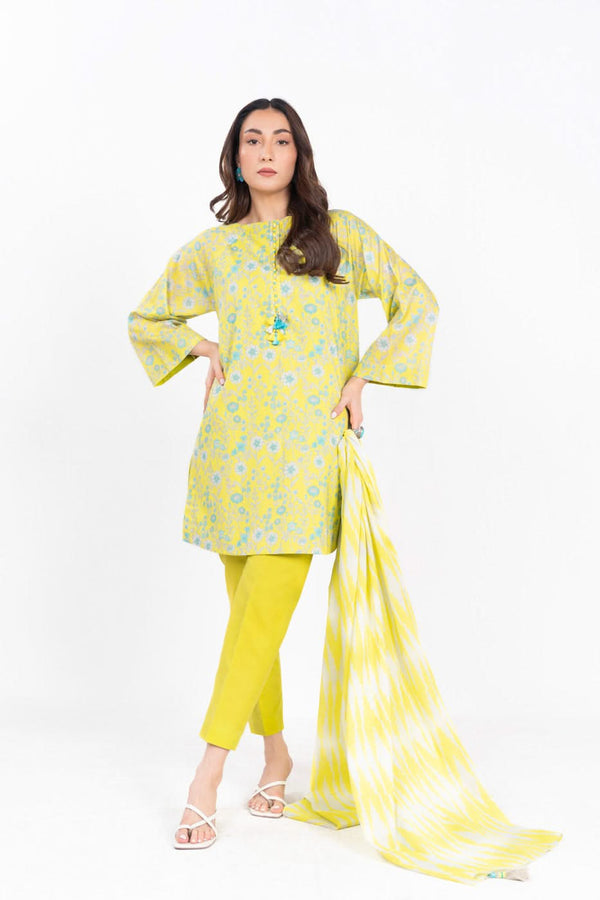 3 Piece Printed Lawn Suit With Printed Lawn Dupatta