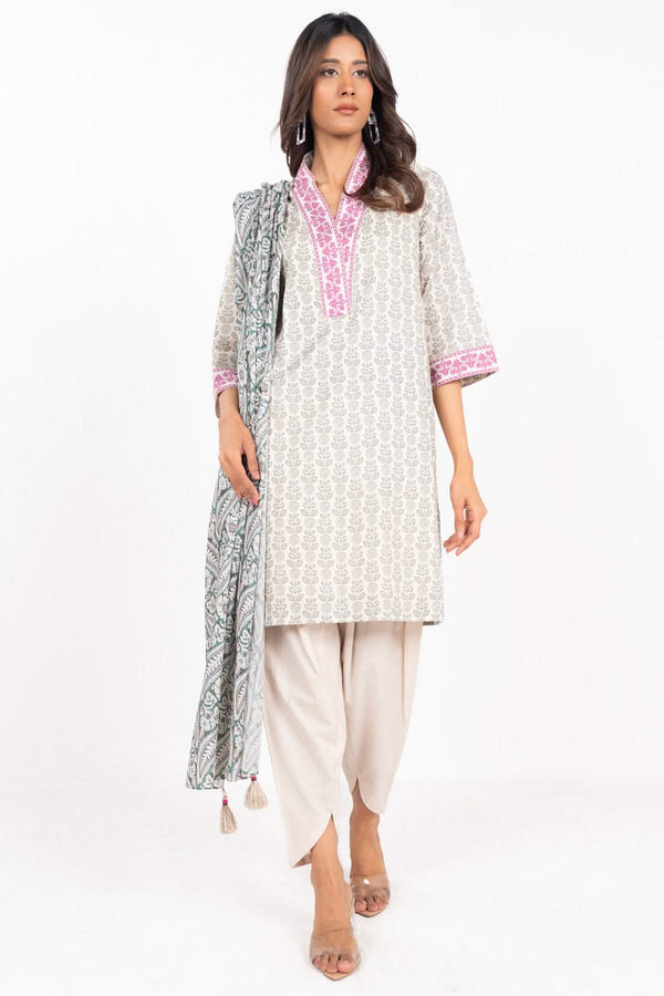 3 Piece Printed Lawn Suit With Printed Lawn Dupatta