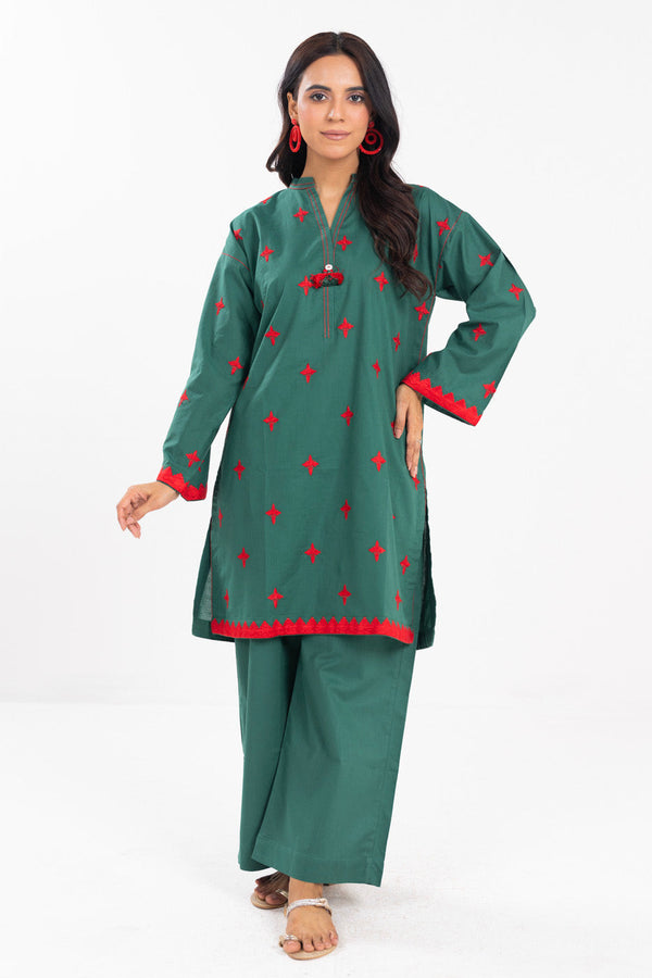 Stitched - 2 Pc Embroidered Cambric Outfit