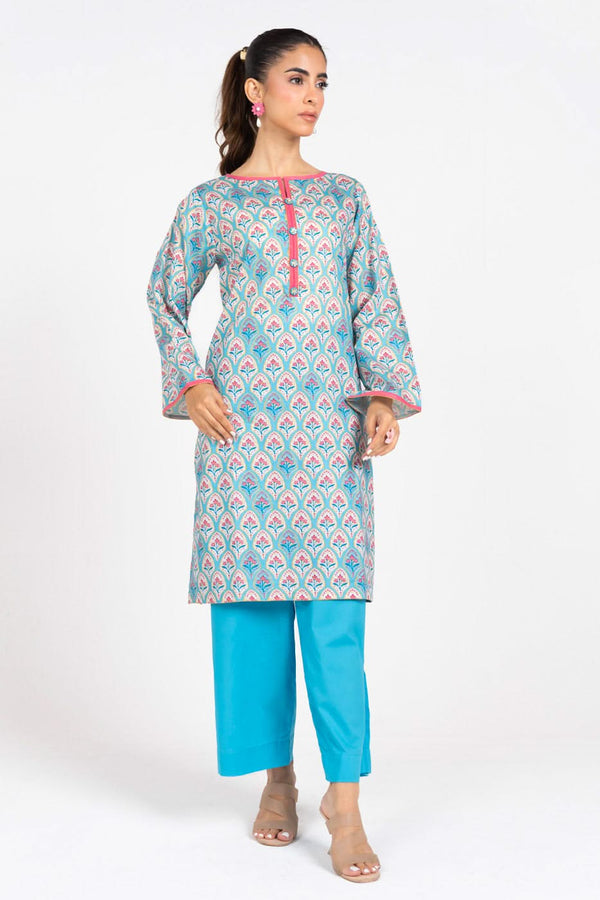 Stitched - 2 Pc Printed Zari Lawn Outfit