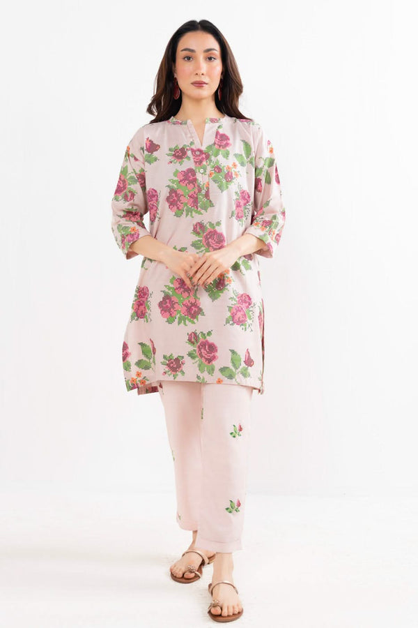 Stitched - 2 Pc Printed Raw Silk Outfit