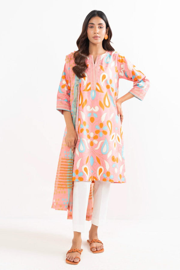 Stitched - 2 Pc Printed Cotton Silk Outfit