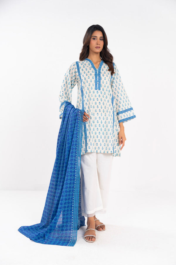 Stitched - 2 Pc Printed Slub Outfit