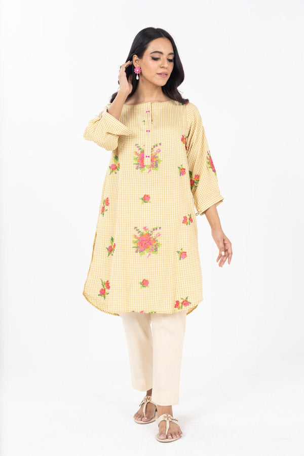 Stitched - Printed Embroidered Self Lining Kurta