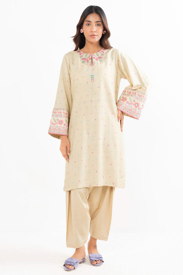 Stitched - 2 Pc Embroidered Raw Silk Outfit