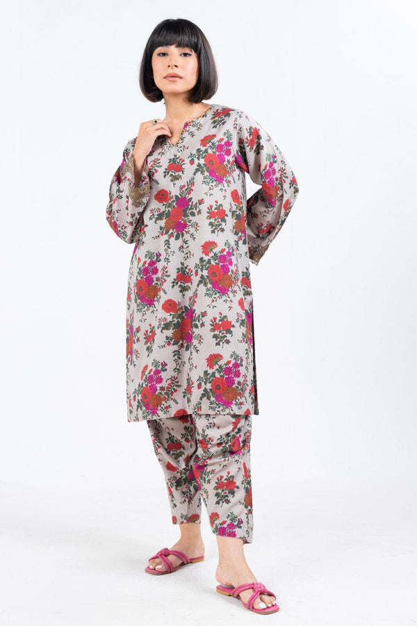 2 Pc Embroidered Raw Silk Outfit