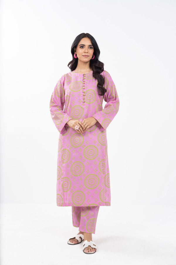 Stitched - 2 Pc Printed Cotton Silk Outfit