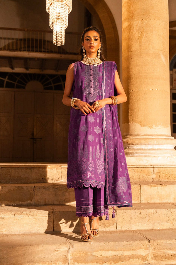 3 Pc Embroidered Jacquard Suit With Jacquard Dupatta