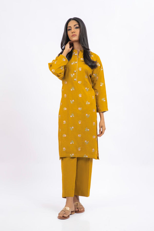 Dyed Embroidered Raw Silk Kurti