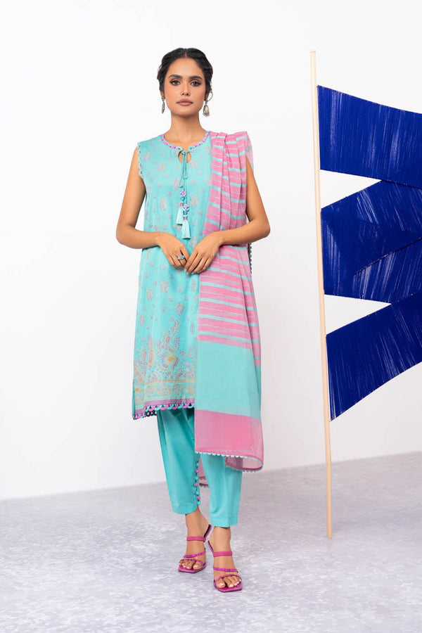 3 Pc Jacquard Suit With Fancy Dupatta