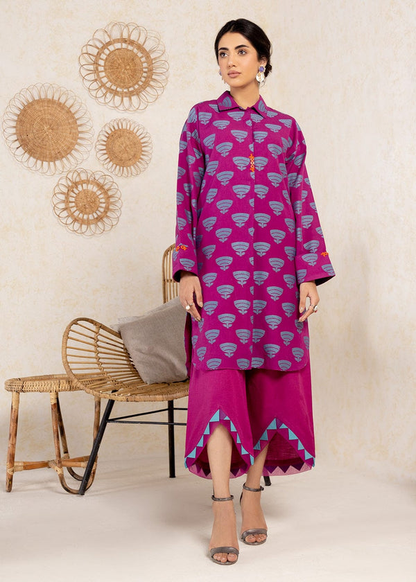 2 Pc Printed Jacquard Suit With Cambric Trouser