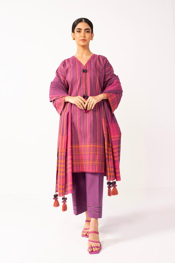 3 Pc Yarn Dyed Suit With Yarn Dyed Dupatta