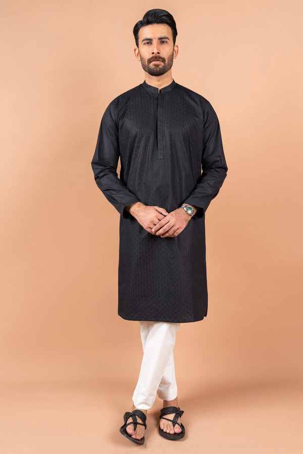 Dyed Embroidered Cotton Kurta