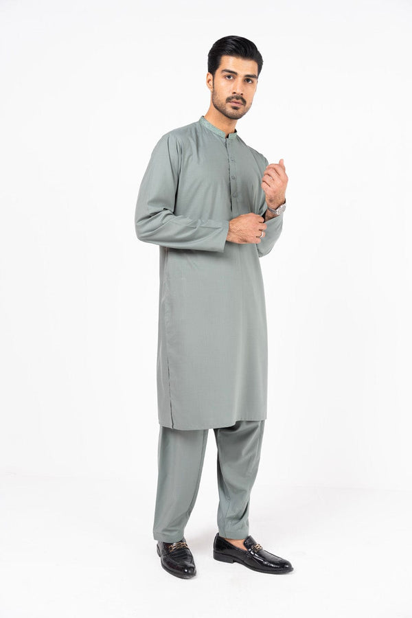 Dyed Embroidered Blended Shalwar Kameez