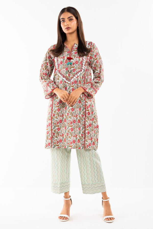 2 Pc Printed Lawn Shirt With Cambric Trouser