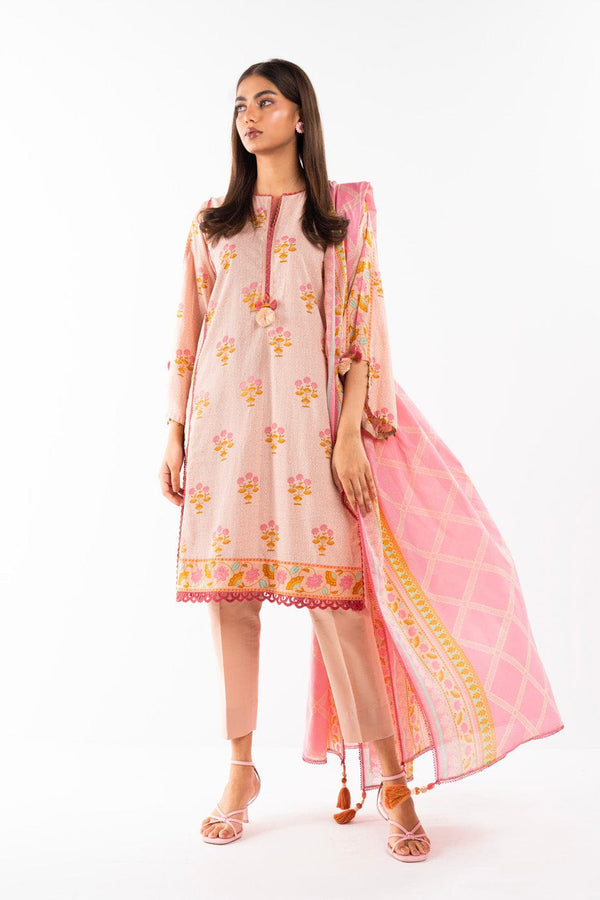 2 Pc Printed Lawn Shirt With Lawn Dupatta